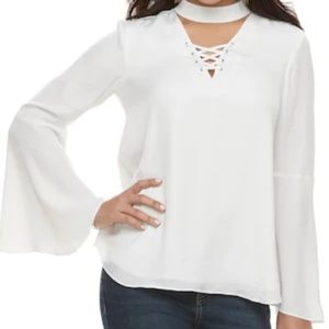 Women's Jennifer Lopez Lace-Up Choker Neck Top